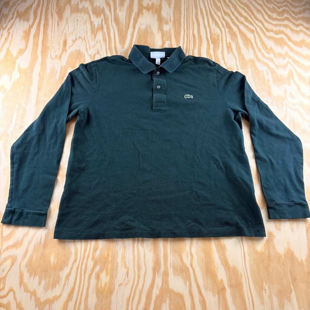 Lacoste Mens Classic Fit Long Sleeve Pique Polo Shirt Green FR 6 US XL